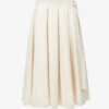 Pleated High-waisted Organic-cotton Midi Skirt -Whistles Shop R04173370 IVORY M