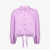 Tie-hem Long-sleeved Linen Top -Whistles Shop R04174689 LILAC M
