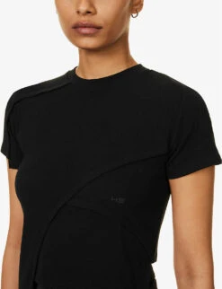 Deconstructed Asymmetric-hem Stretch-cotton Top -Whistles Shop R04174797 BLACK ALT04