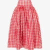 Gingham-print Flared-hem Woven Maxi Skirt -Whistles Shop R04179386 ROUGEFUCHSIA M