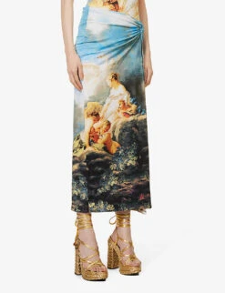 Roberto Cavalli Graphic-print Mid-rise Stretch-woven Skirt -Whistles Shop R04179648 MULTICOLOUR ALT02