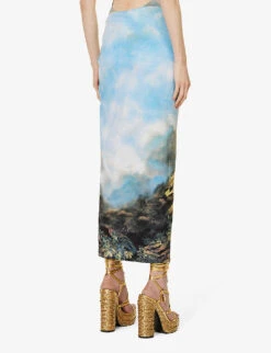 Roberto Cavalli Graphic-print Mid-rise Stretch-woven Skirt -Whistles Shop R04179648 MULTICOLOUR ALT03