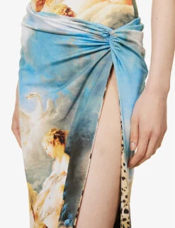 Roberto Cavalli Graphic-print Mid-rise Stretch-woven Skirt -Whistles Shop R04179648 MULTICOLOUR ALT04
