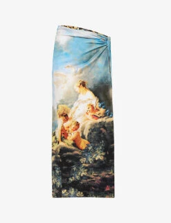 Roberto Cavalli Graphic-print Mid-rise Stretch-woven Skirt