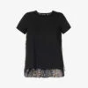 Sacai Bandana-pattern Contrast-panel Cotton T-shirt -Whistles Shop R04180390 BLACKNAVY M