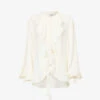 Victoria Beckham Ruffle-trim Self-tie Silk Shirt -Whistles Shop R04180527 VANILLA M