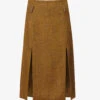 Victoria Beckham Split-front A-line Wool Midi Skirt 1 Victoria Beckham Split-front A-line Wool Midi Skirt -Whistles Shop R04180555 YELLOWBROWN M