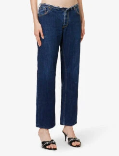 Distressed Flared-leg Low-rise Upcycled Denim Jeans -Whistles Shop R04180692 RINSEBLUEWASH ALT02