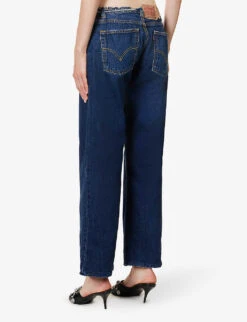 Distressed Flared-leg Low-rise Upcycled Denim Jeans -Whistles Shop R04180692 RINSEBLUEWASH ALT03