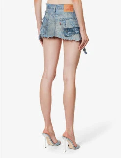 Patchwork-panel Low-waist Denim Mini Skirt -Whistles Shop R04180699 LIGHTBLUEWASH ALT03