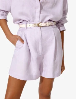 By Malina Edita High-rise Linen-blend Shorts -Whistles Shop R04180775 VIOLET ALT04