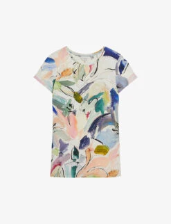 Ted Baker Elehna Magnolia-art Short-sleeve Stretch-woven T-shirt