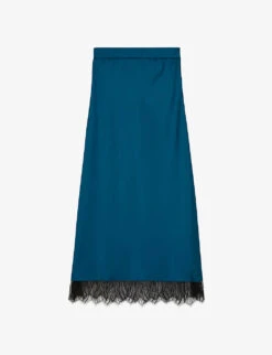 THE KOOPLES Lace-trim Satin Midi Skirt