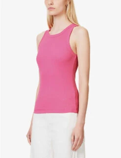 ME AND EM Sleeveless Slim-fit Stretch-cotton Top -Whistles Shop R04181869 PUNCHPINK ALT02