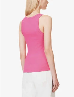 ME AND EM Sleeveless Slim-fit Stretch-cotton Top -Whistles Shop R04181869 PUNCHPINK ALT03