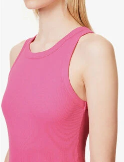 ME AND EM Sleeveless Slim-fit Stretch-cotton Top -Whistles Shop R04181869 PUNCHPINK ALT04