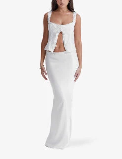 Sydel Bias-cut Stretch-satin Maxi Skirt -Whistles Shop R04181985 WHITE ALT01