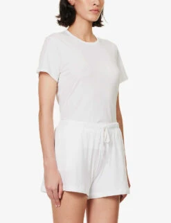 Casey Drawstring-waist Organic-cotton Shorts -Whistles Shop R04183736 WHITE ALT02