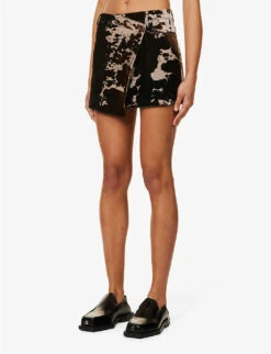 Acne Studios Irinna Cow-print Velour Mini Skirt 10 Acne Studios Irinna Cow-print Velour Mini Skirt -Whistles Shop R04184344 DARKBROWN ALT02