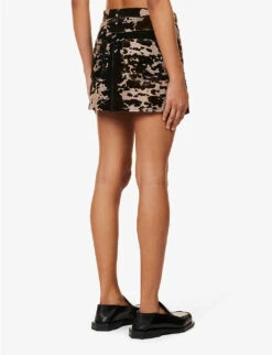 Acne Studios Irinna Cow-print Velour Mini Skirt 11 Acne Studios Irinna Cow-print Velour Mini Skirt -Whistles Shop R04184344 DARKBROWN ALT03