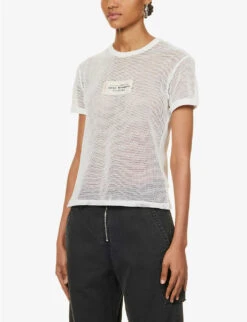 Acne Studios Etza Semi-sheer Cotton Knitted T-shirt -Whistles Shop R04184388 WHITE ALT02