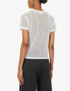 Acne Studios Etza Semi-sheer Cotton Knitted T-shirt -Whistles Shop R04184388 WHITE ALT03