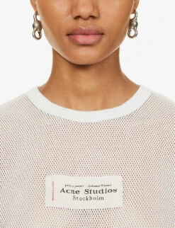Acne Studios Etza Semi-sheer Cotton Knitted T-shirt -Whistles Shop R04184388 WHITE ALT04