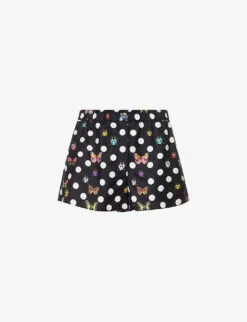 Versace Graphic-pattern Mid-rise Silk Shorts