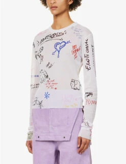 Acne Studios Emmbar Scribbles Graphic-print Mesh Top -Whistles Shop R04185138 WHITEMULTICOLOR ALT02