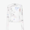 Acne Studios Emmbar Scribbles Graphic-print Mesh Top -Whistles Shop R04185138 WHITEMULTICOLOR M