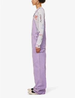 Acne Studios Palmon Logo-patch Cotton-canvas Dungarees -Whistles Shop R04185139 SMOKYPURPLE ALT02