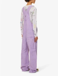 Acne Studios Palmon Logo-patch Cotton-canvas Dungarees -Whistles Shop R04185139 SMOKYPURPLE ALT03