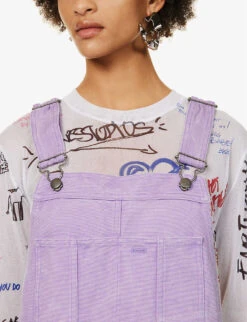 Acne Studios Palmon Logo-patch Cotton-canvas Dungarees -Whistles Shop R04185139 SMOKYPURPLE ALT04