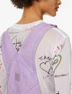 Acne Studios Palmon Logo-patch Cotton-canvas Dungarees -Whistles Shop R04185139 SMOKYPURPLE ALT05