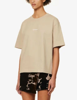 Acne Studios Edie Logo-print Cotton-jersey T-shirt -Whistles Shop R04185159 CHAMPAGNEBEIGE ALT02