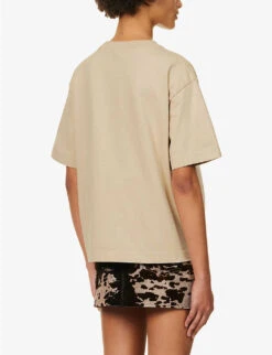 Acne Studios Edie Logo-print Cotton-jersey T-shirt -Whistles Shop R04185159 CHAMPAGNEBEIGE ALT03