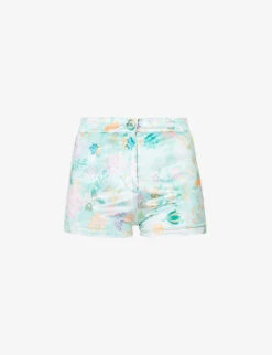 Flora Patterned Regular-fit Stretch-woven Shorts