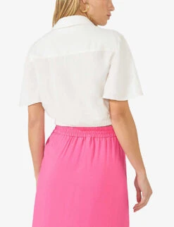 Flutter-sleeve Self-tie Relaxed-fit Woven Shirt -Whistles Shop R04185925 WHITE ALT03