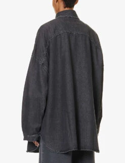 Dallas Oversized Faded-wash Denim Shirt -Whistles Shop R04186445 DARKGREY ALT03