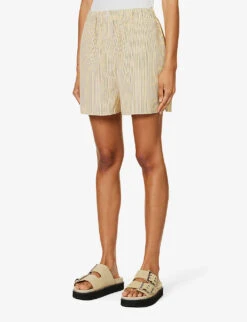 Lui Striped Woven Shorts -Whistles Shop R04186461 PALEYELLOWBLACKSTRIPE ALT02