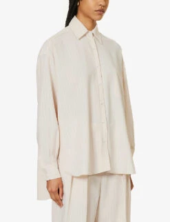 Georgia Oversized Striped Shirt -Whistles Shop R04186465 BEIGEPINSTRIPE ALT02