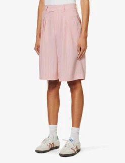 Vivian Striped High-rise Woven Shorts -Whistles Shop R04186469 PINKPINSTRIPE ALT02