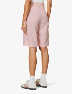 Vivian Striped High-rise Woven Shorts -Whistles Shop R04186469 PINKPINSTRIPE ALT03