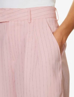 Vivian Striped High-rise Woven Shorts -Whistles Shop R04186469 PINKPINSTRIPE ALT04