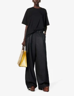 Dries Van Noten Round-neck Relaxed-fit Cotton-jersey T-shirt -Whistles Shop R04186664 BLACK ALT01