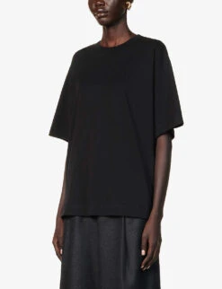 Dries Van Noten Round-neck Relaxed-fit Cotton-jersey T-shirt -Whistles Shop R04186664 BLACK ALT02