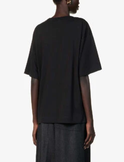 Dries Van Noten Round-neck Relaxed-fit Cotton-jersey T-shirt -Whistles Shop R04186664 BLACK ALT03
