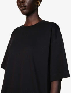 Dries Van Noten Round-neck Relaxed-fit Cotton-jersey T-shirt -Whistles Shop R04186664 BLACK ALT04