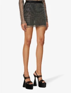 Rhinestone-embellished Chainmail Mini Skirt -Whistles Shop R04186752 BLACK ALT02