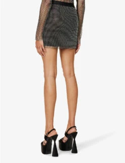 Rhinestone-embellished Chainmail Mini Skirt -Whistles Shop R04186752 BLACK ALT03